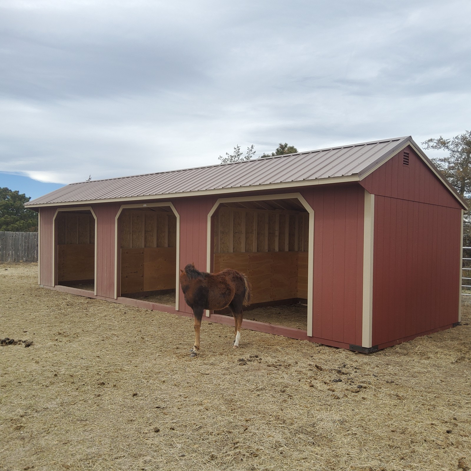 Loafing shed run-in horse shelter delivered to a rural Fremont County ranch